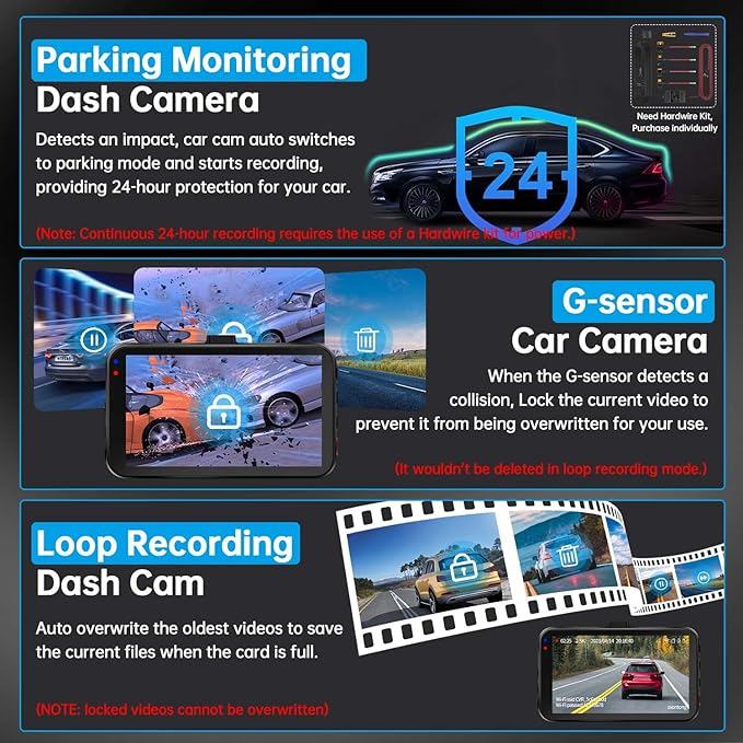 Dash Cam Front and Rear, Dash Camera