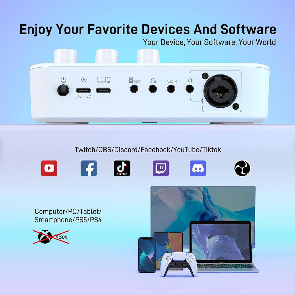MAONO G1 Neo Gaming Audio Mixer Audio Interface with XLR Input & 48V