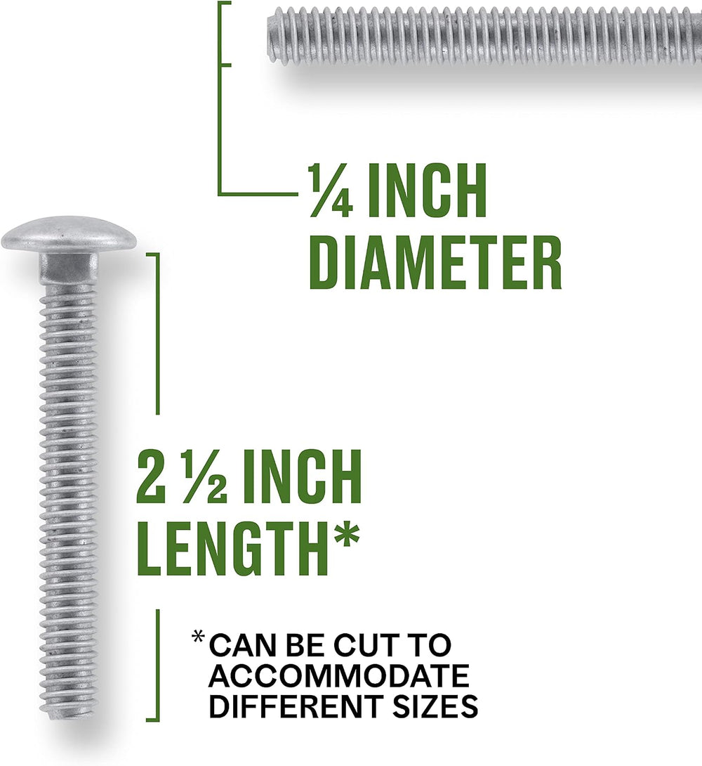Hillman Group Galvanized Carriage Bolt 1/4” x 2-1/2”, 100 Count, Blunt Point,...