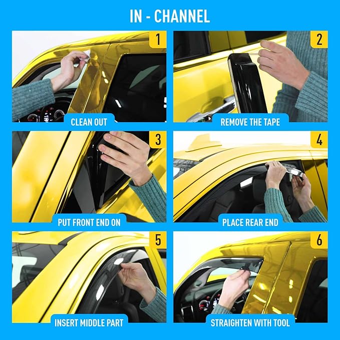 Extra Durable Window Deflectors in-Channel Window Visors Rain Guards Fit (4pcs)
