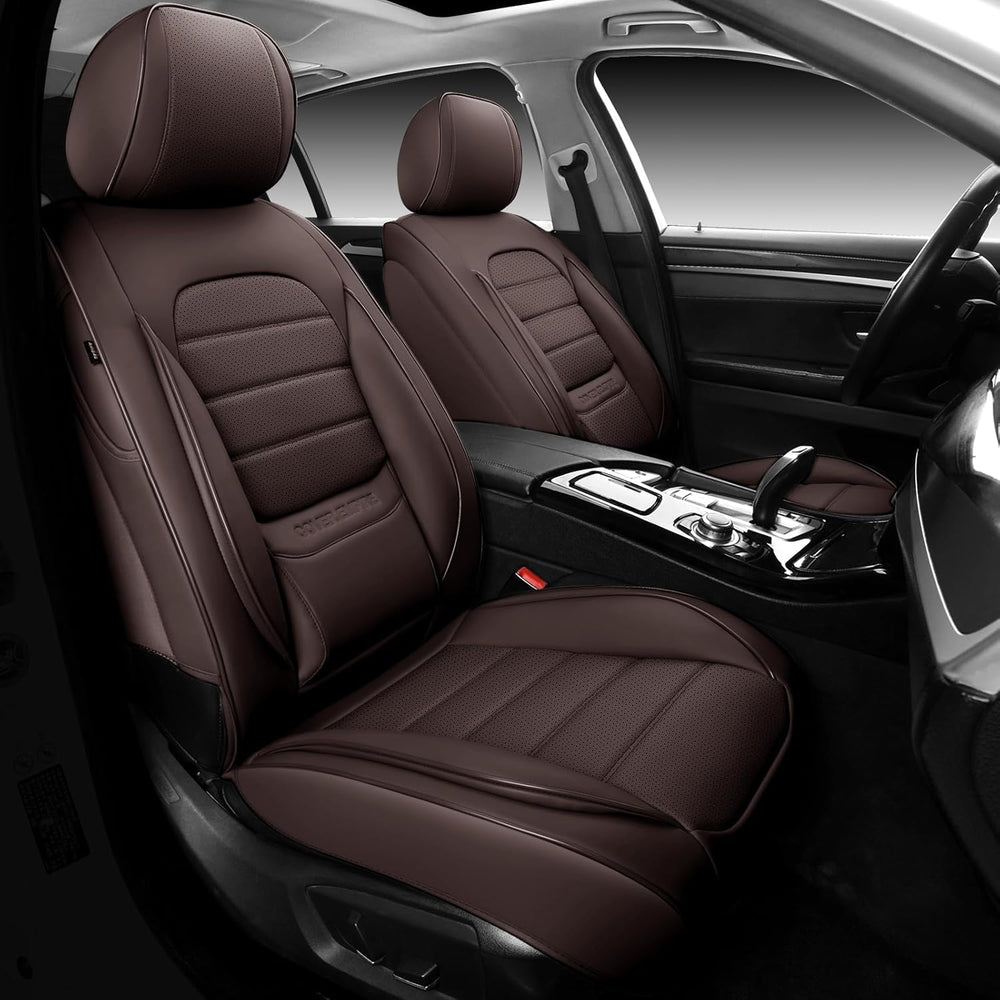 Brown Car Seat Covers Full Set, Universal Faux Leather Seat Covers for Cars 5...