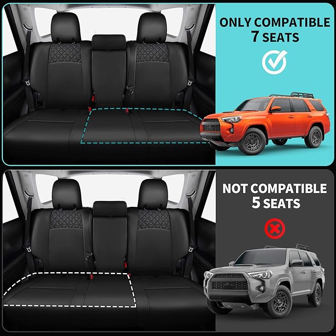 Seat Covers for Toyota 4Runner 2011-2024, Faux Leather Car Seat Cover Full Set