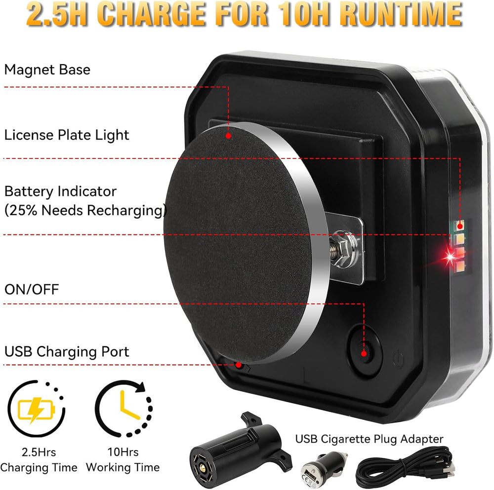 Magnetic Wireless Trailer Lights, Rechargeable LED Tow Lights Kit