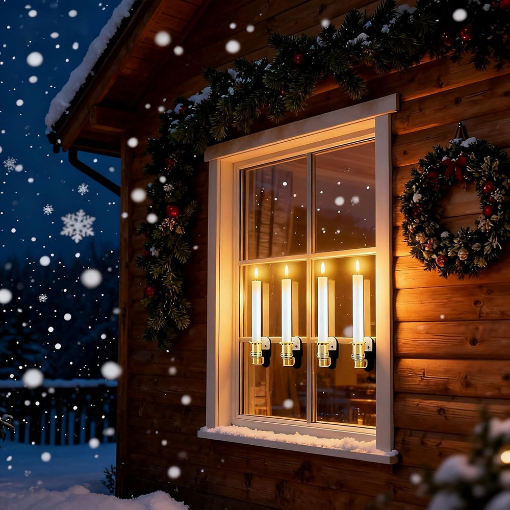 Christmas Window Candles, 6 Pcs Battery Operated Flameless Taper Candles with...