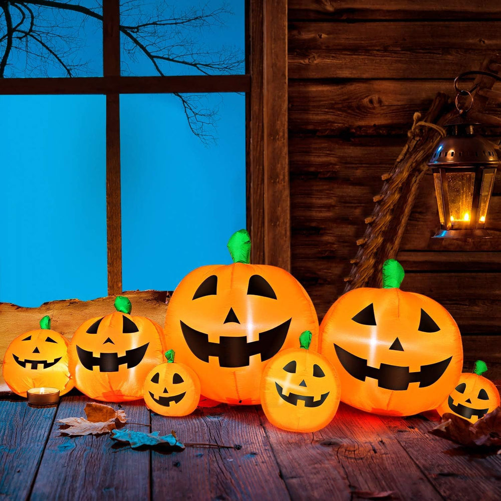 Skylety 7 Pcs 8 ft Halloween Inflatable Pumpkin Outdoor Decorations