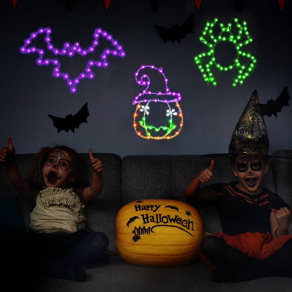 Halloween Window Lights, 3 Pack LED Waterproof Timer Indoor Decor