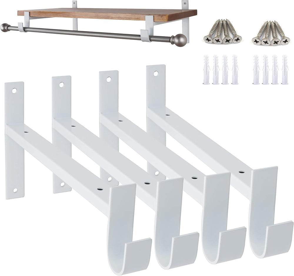 AddGrace Closet Rod Bracket Heavy Duty Shelf Brackets White 8 Inch 4 Pack