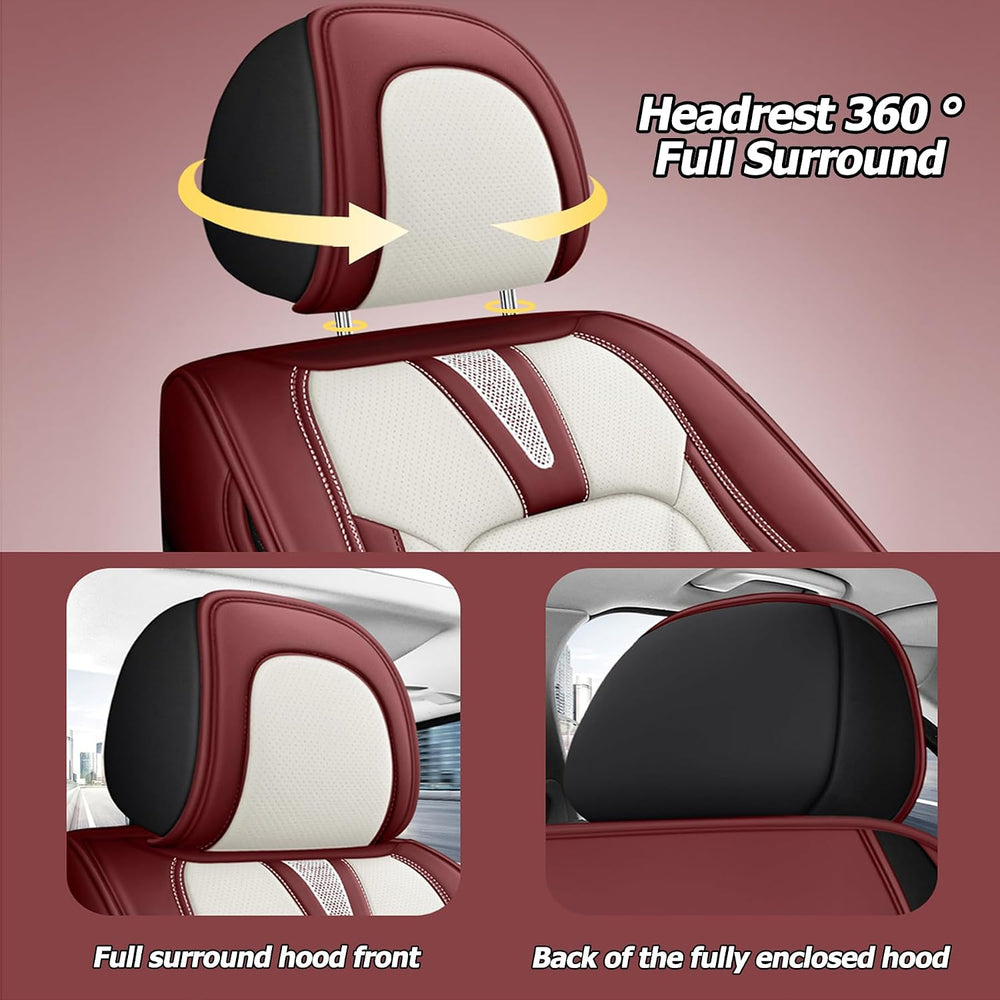 Car Seat Covers Full Set for 5 Seats - Nappa Leather 3D Foam Back Support, Su...