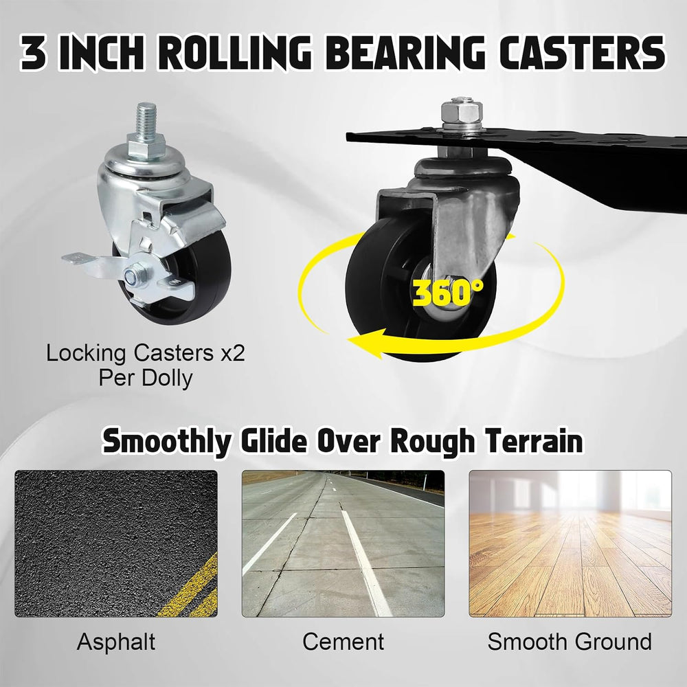 Wheel Dollies 4 Pack, 6000lbs Heavy Duty Car Skate Dollies with Brakes, Heavy...