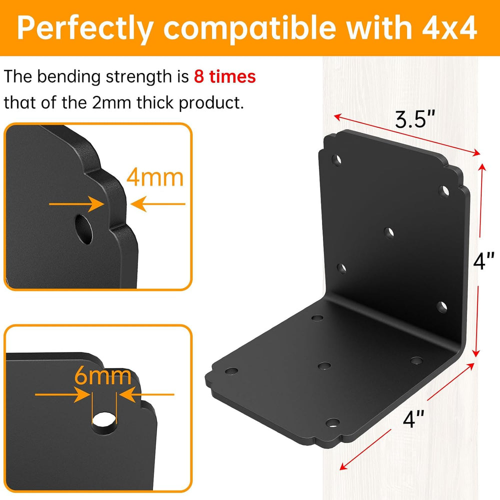 4x4x3.5 L Brackets Heavy Duty for Pergola ,4mm Extra Thick