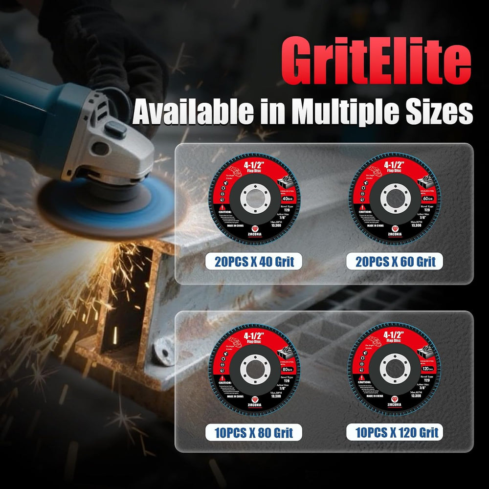 60 Pack Flap Discs 4 1/2 for Angle Grinder, 40/60/80/120 Grit Type 29 Zirconi...