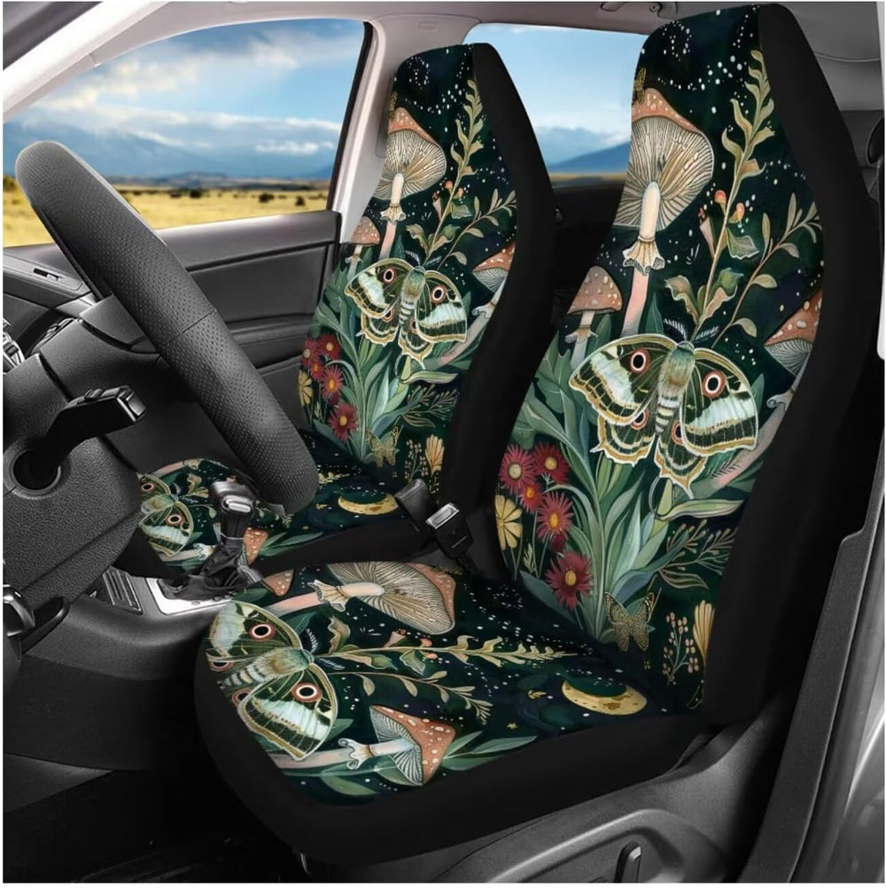Ystardream Retro Moth Mushroom Car Seat Covers Full Set for Women Girly Car S...