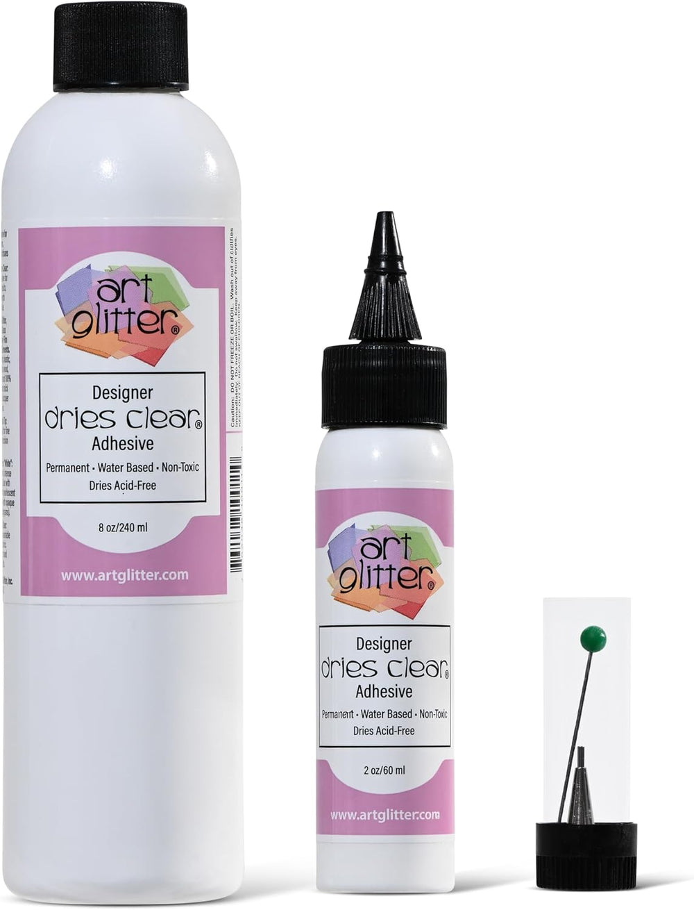 Art Institute Glitter Dries Clear Glue Kit, 8oz & 2oz with Metal Tip &amp...