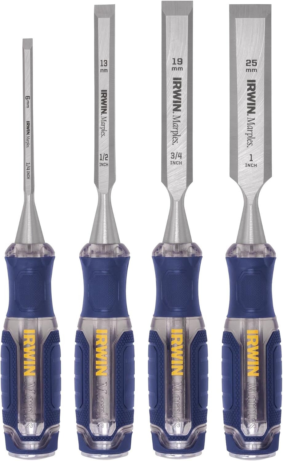IRWIN Chisel Set, Woodworking, 4-Pack, Extra-Long Strike Cap, Strong & Du...