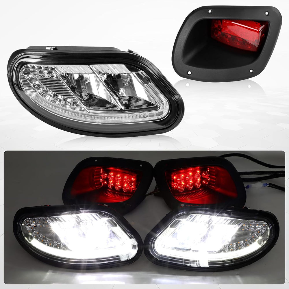 Deluxe Golf Cart LED Headlight Tail Light Kits Fit for 2014-Up EZGO Freedom/T...