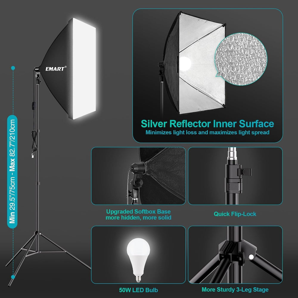 EMART Photography Lighting Kit 8.5x10Ft Backdrop Stand & 9.5x10FT Backdrops