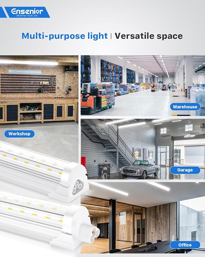 Ensenior 6 Pack 4 FT Led Shop Lights, 6000K Clear White, 5000LM Super Bright