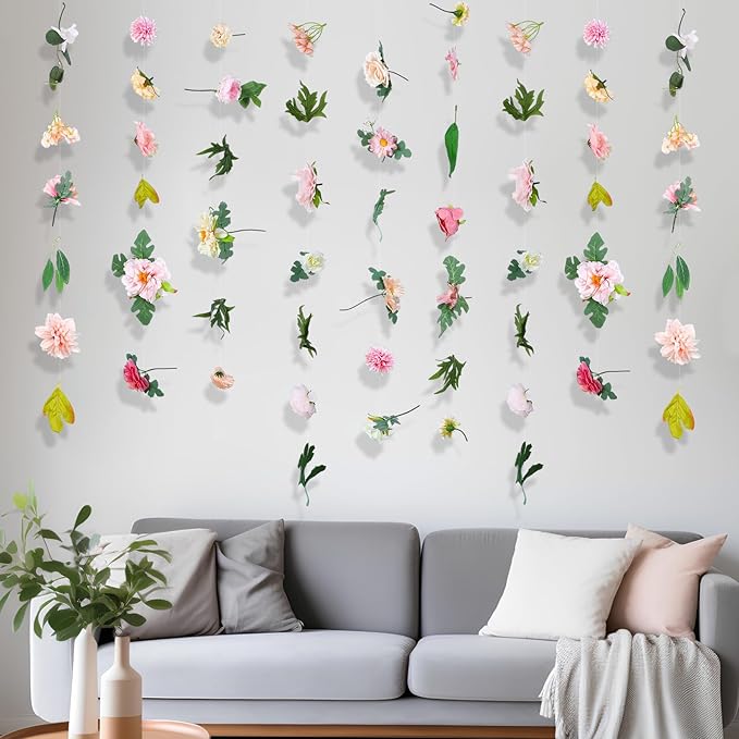 XunYee 6 Pcs 35.4 ft Flower Garlands Hanging Wildflower Backdrop Decoration A...