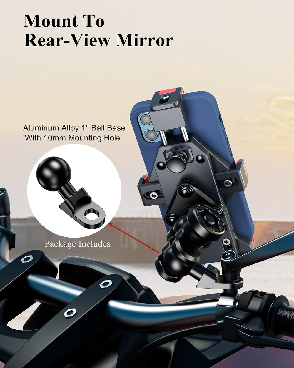 BRCOVAN Anti-Theft Aluminum Alloy Motorcycle Phone Mount Holder