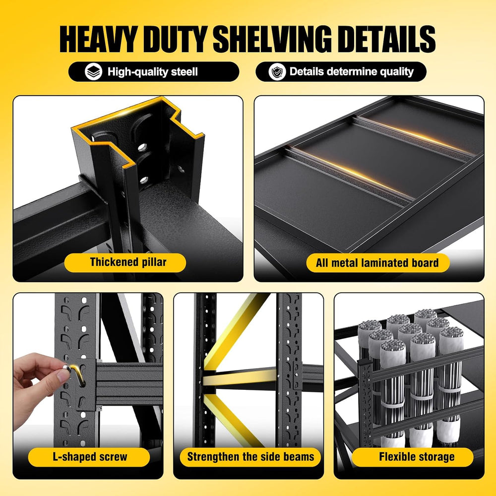 Garage Shelving 4 Tier Heavy Duty Storage Shelves 6000LBS Metal Shelving Unit...