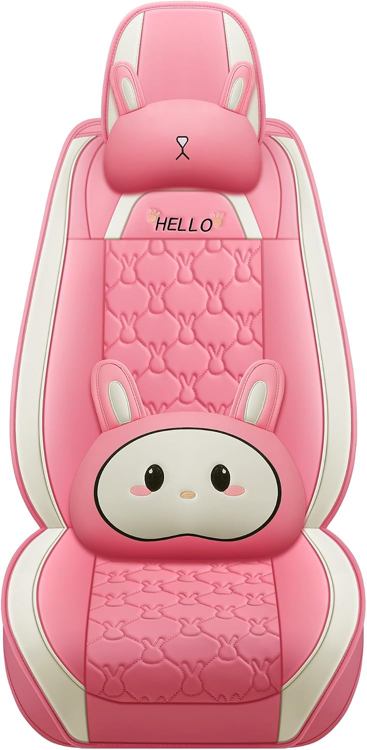 INZU Cute Cartoon Rabbit Comfortable Car Seat Covers with Waterproof PU Leath...