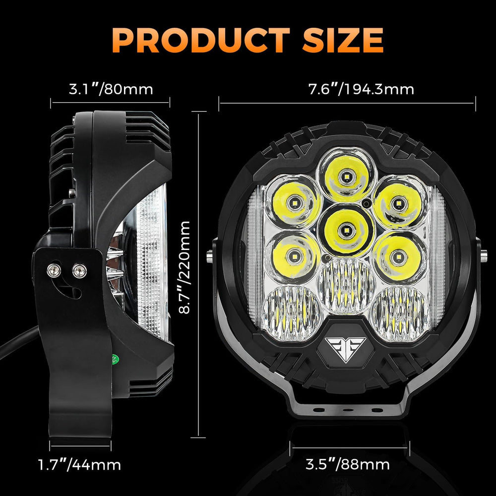 8 Inch 100W LED Driving Light Compatible with Wrangler Offroad Vehicle ATV UT...