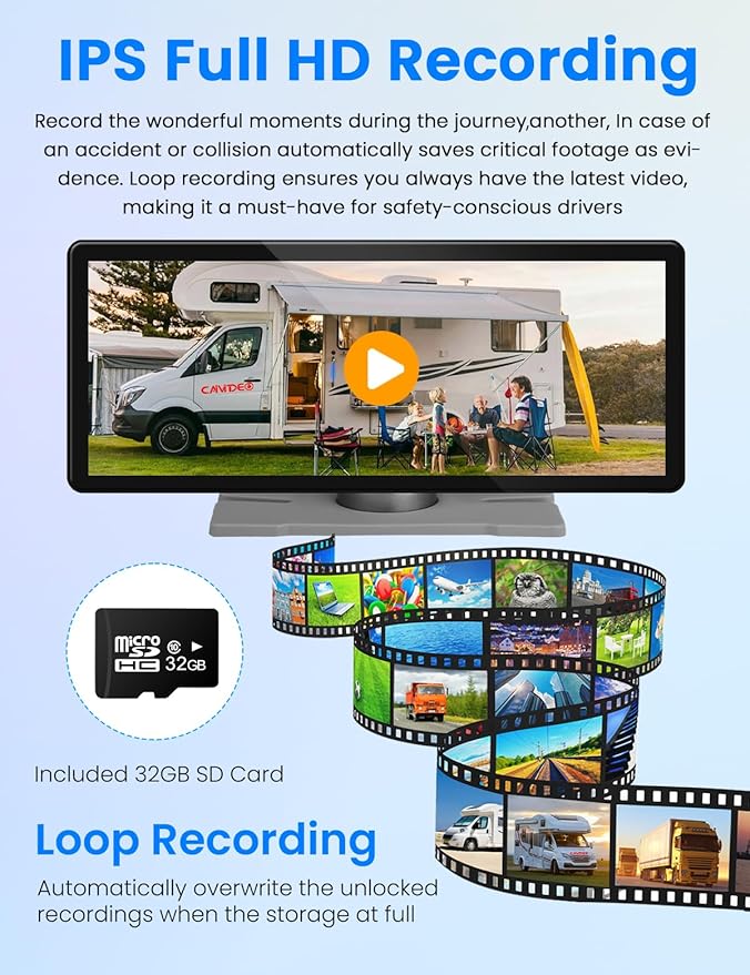 2.5D Display Wireless reversing Camera System FHD 1080P 10.26-inch touchable