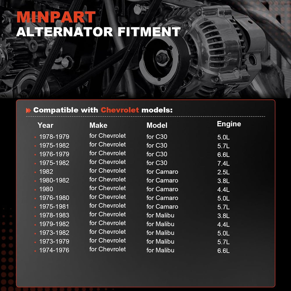 105AMP New Alternator Fit for Chevy for Buick High Output for 7127-SE105C