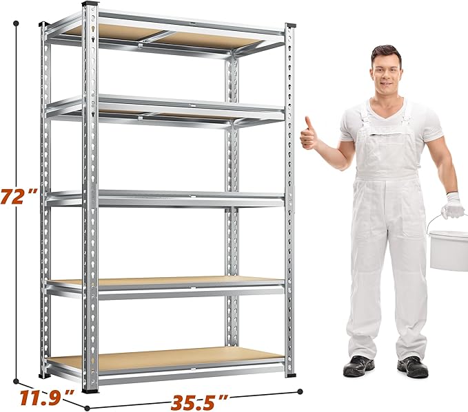 REIBII Garage Shelving, 5 Tier Storage Shelves Load 2020LBS, Adjustable Garage