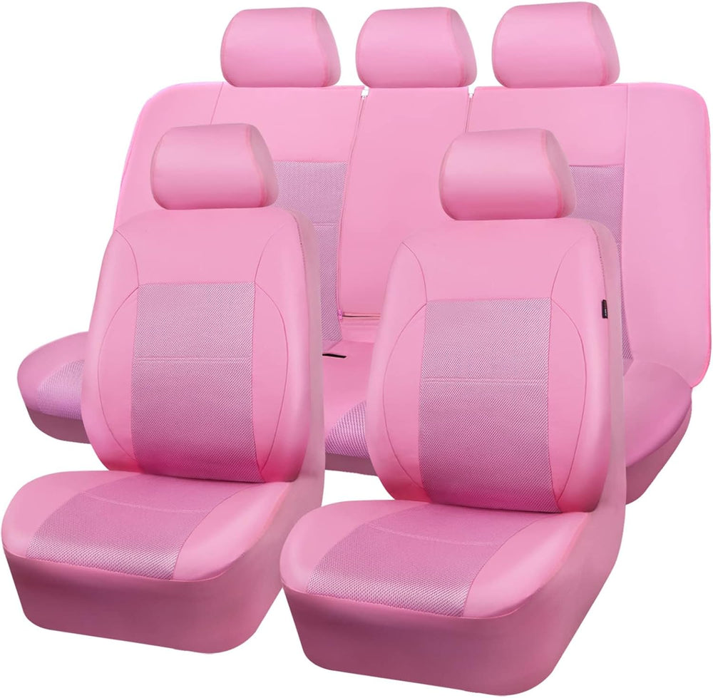 CAR PASS Pink Leather Seat Cover Automotive Breathable Universal Car Seat Cov...