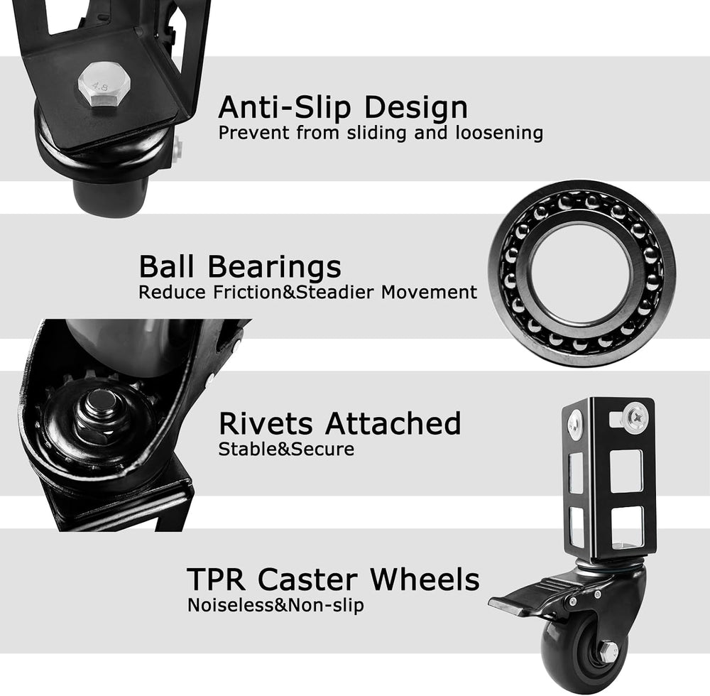 8PCS Storage Rack Caster Wheels,3" Heavy Duty Locking Caster Wheels Ware...