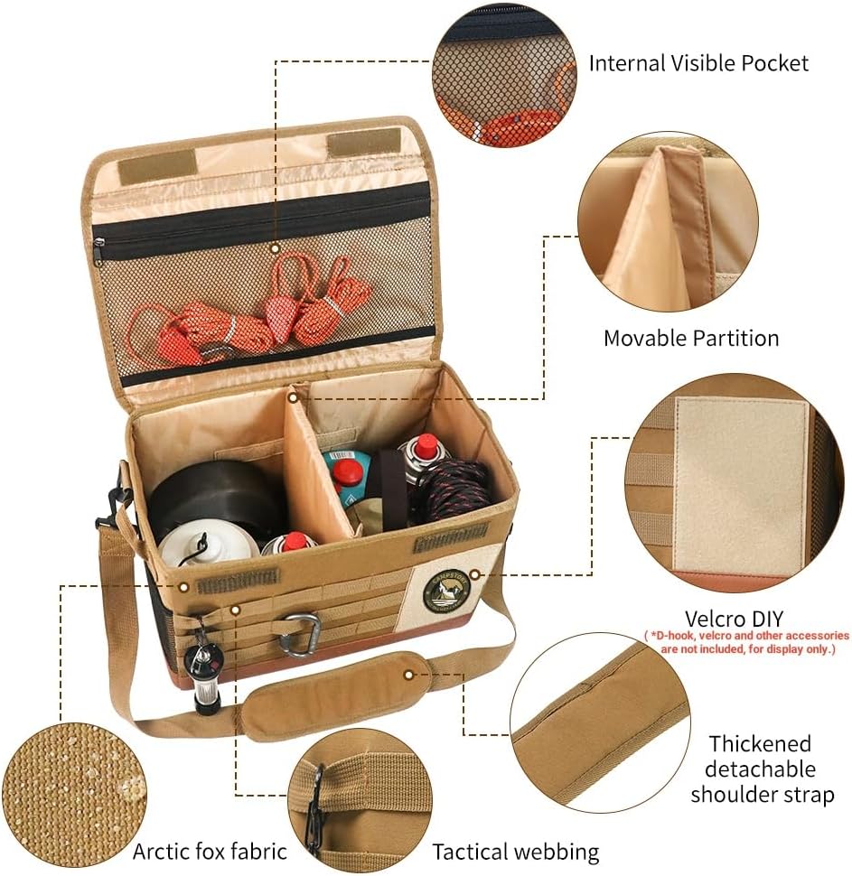 18L Camping Storage Bag, Multifunctional Waterproof Picnic Basket, Tent Stake...