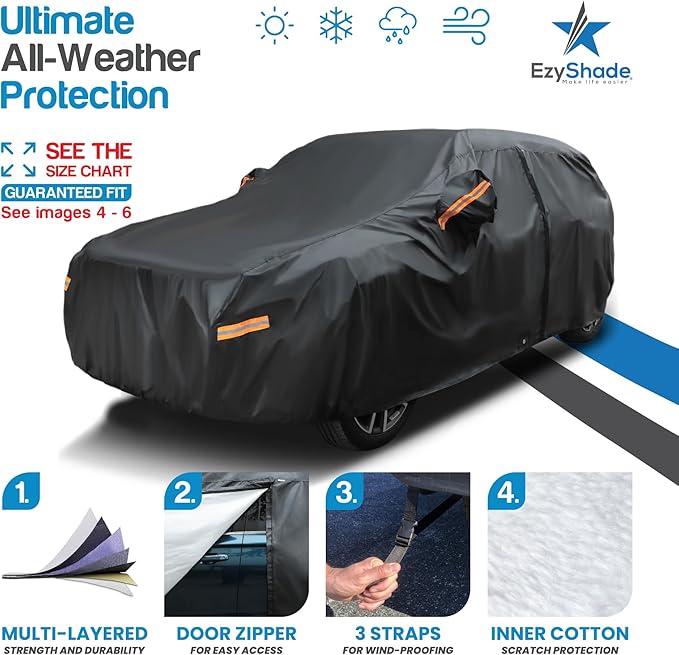EzyShade 10-Layer SUV Car Cover Waterproof All Weather. See Vehicle Size-Chart