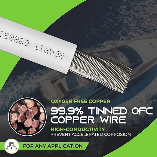 GEARit 6 Gauge Marine Electrical Primary Wire, 6 AWG Marine Grade Tinned Copper