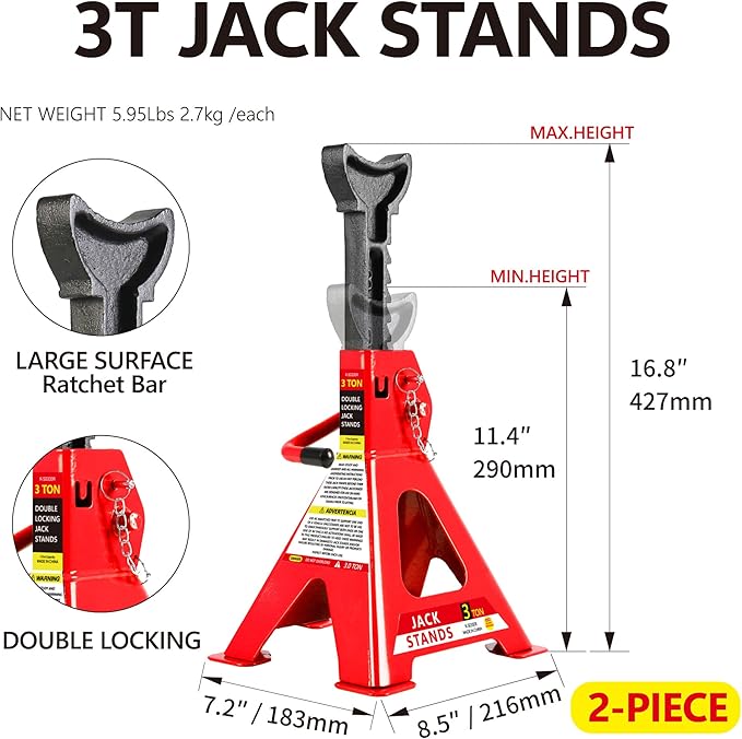 4 Piece Car Truck Floor Jack Service, Hydraulic Trolley Floor Jack & Jack