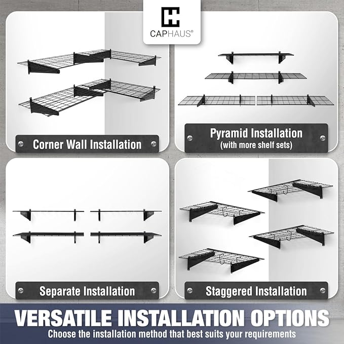 CAPHAUS 2-Pack Garage Shelving Wall Mounted 72x18 Inch, Heavy Duty Metal Wall