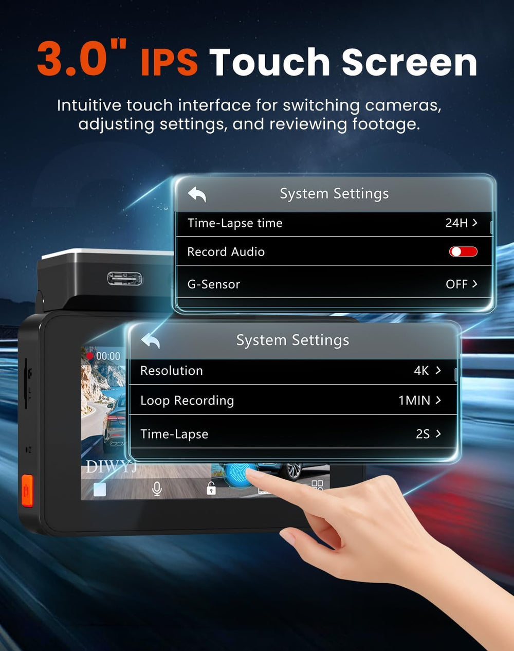 Dash Cam Front and Rear, 4K+2.5K with 170° Fisheye Lens, Full HD Dash Camera ...
