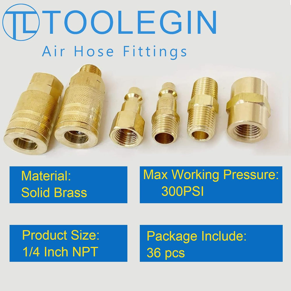 1/4" Air Hose Fittings, 36 pcs Quick Connect Air Compressor Accessories ...