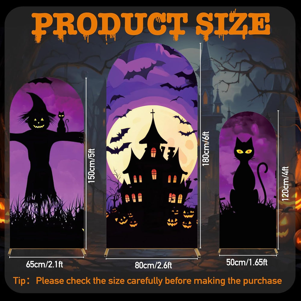 3 Pcs Halloween Arch Cover 4ft, 5ft, 6ft Arch Covers Stretchy Backdrop Skelet...