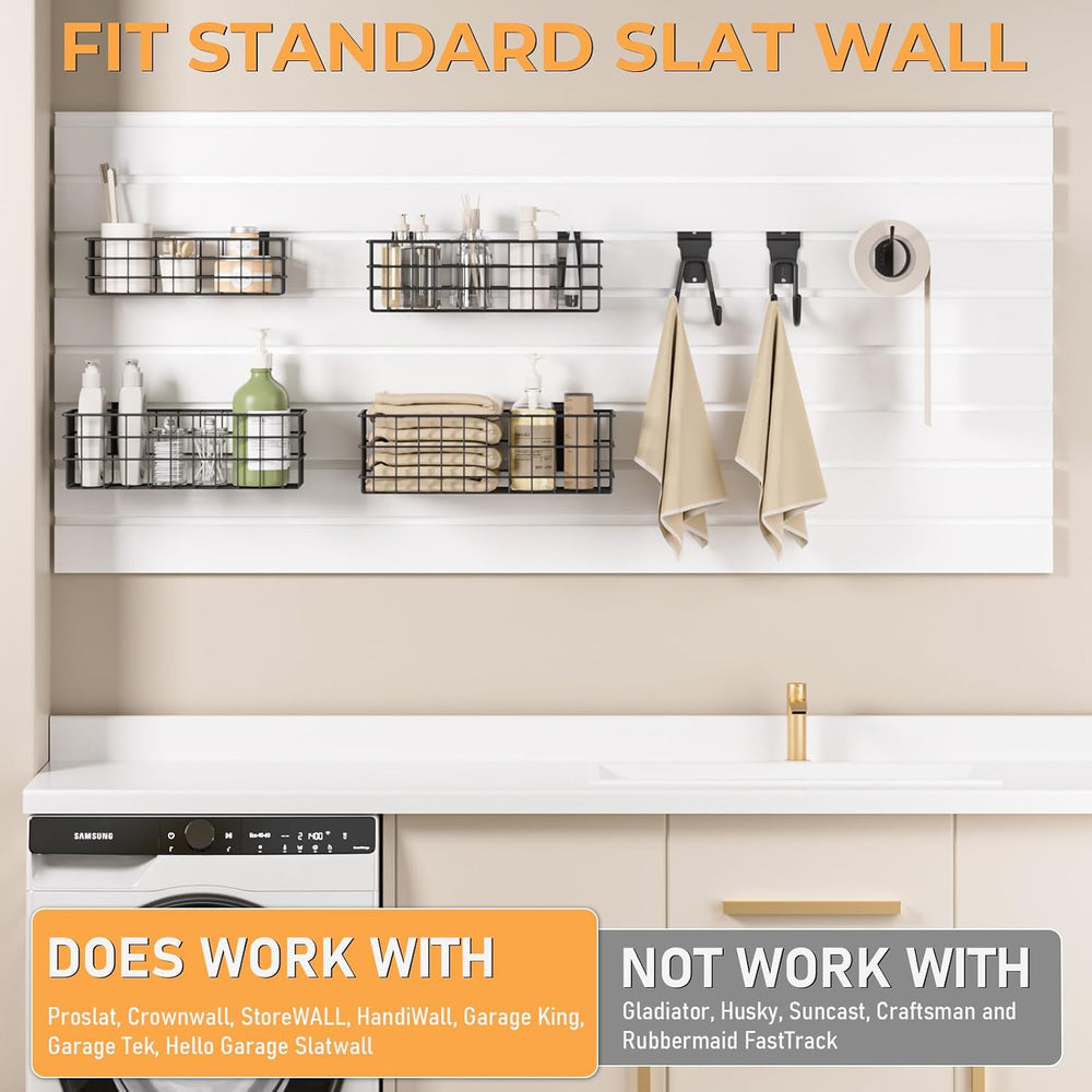 INCLY 30PCS Slatwall Accessories Kit, 4 Basket & Multisize Hooks for Garage