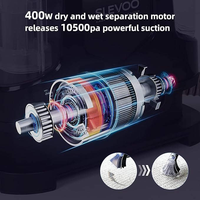 Carpet Cleaner Machine 10.5Kpa Strong Suction, 400W Powerful Motor, Portable
