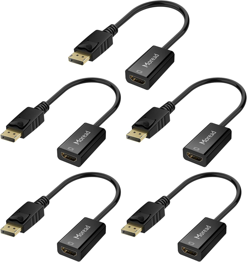 Moread 4K DisplayPort to HDMI Adapter, 5 Pack, Male to Female, Black