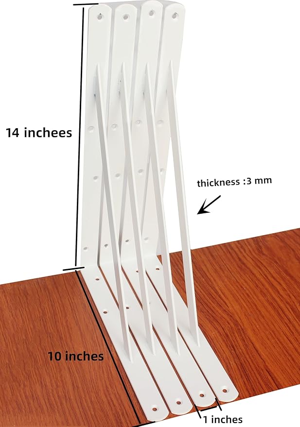 12 Pack L14 x H 10" White Heavy Duty Shelf Brackets