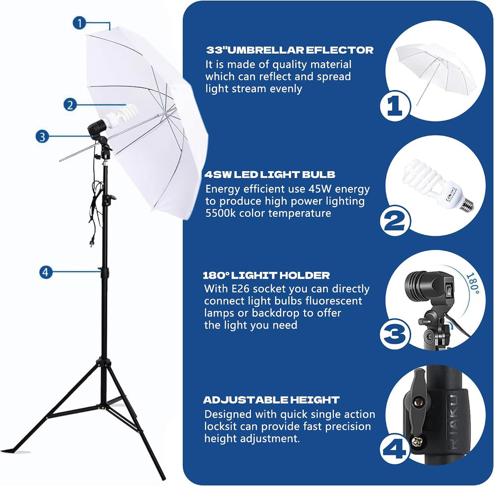 Photography Softboxes Kit with 6.6x10ft Backdrop Stands
