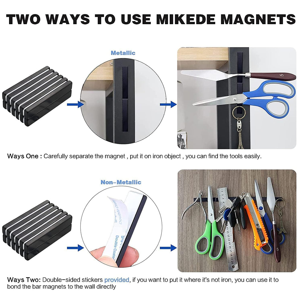 50 Pack Rare Earth Magnets with Adhesive Backing 60x10x3mm Black