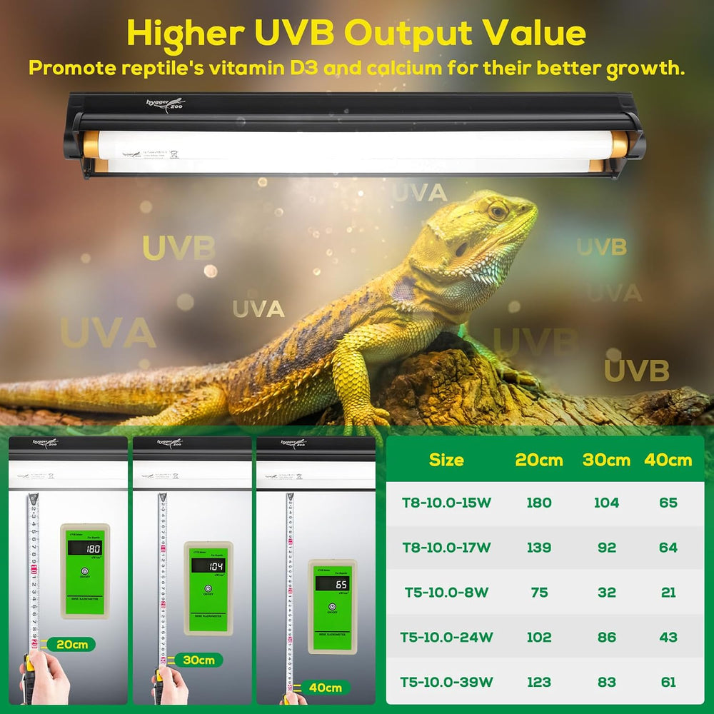 T5 UVB Reptile Light Fixture HO UVB Bulb Lighting Combo Kit, 10.0 UVB Light f...