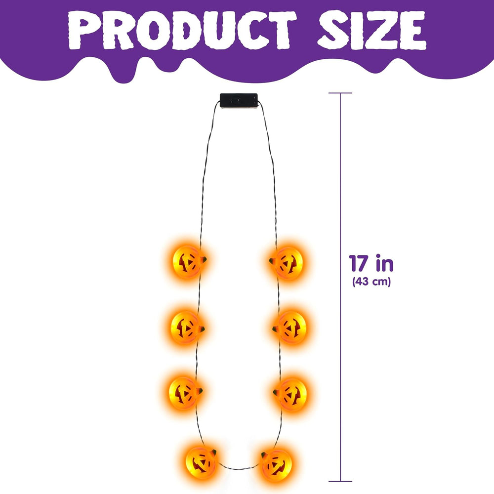 JOYIN 3 Pcs Halloween LED Necklace Pumpkin Shaped Jack o' Lantern Glowing...