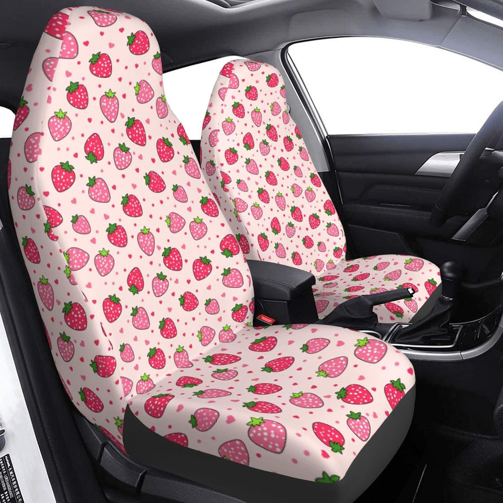 Dujiea Pink Strawberry 2 Pcs Universal Auto Seat Covers Front Seats Only, Veh...