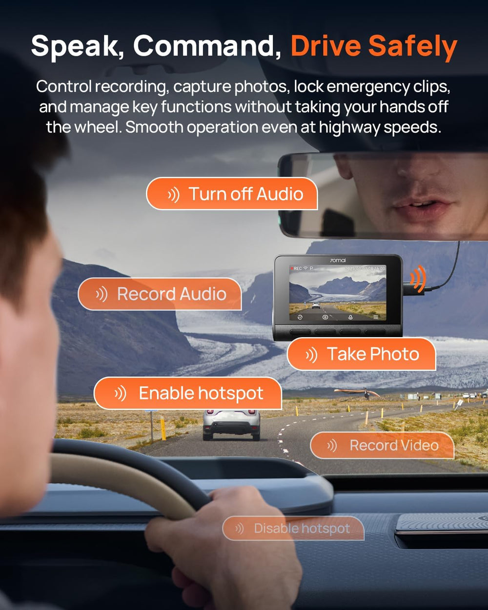 70mai 4K Dash Cam Front and Rear, 4K+1080P Dual STARVIS 2 Car Dash Camera for...
