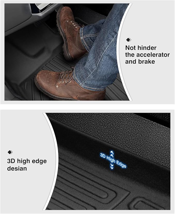 Powerty Floor Mats for 2023 2024 2025 Honda Pilot Accessories All Weather Floor